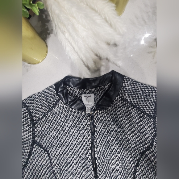 TRISTAN Magnifique blazer en laine avec appliqué de cuir vegan de qualité - Picture 4 of 8